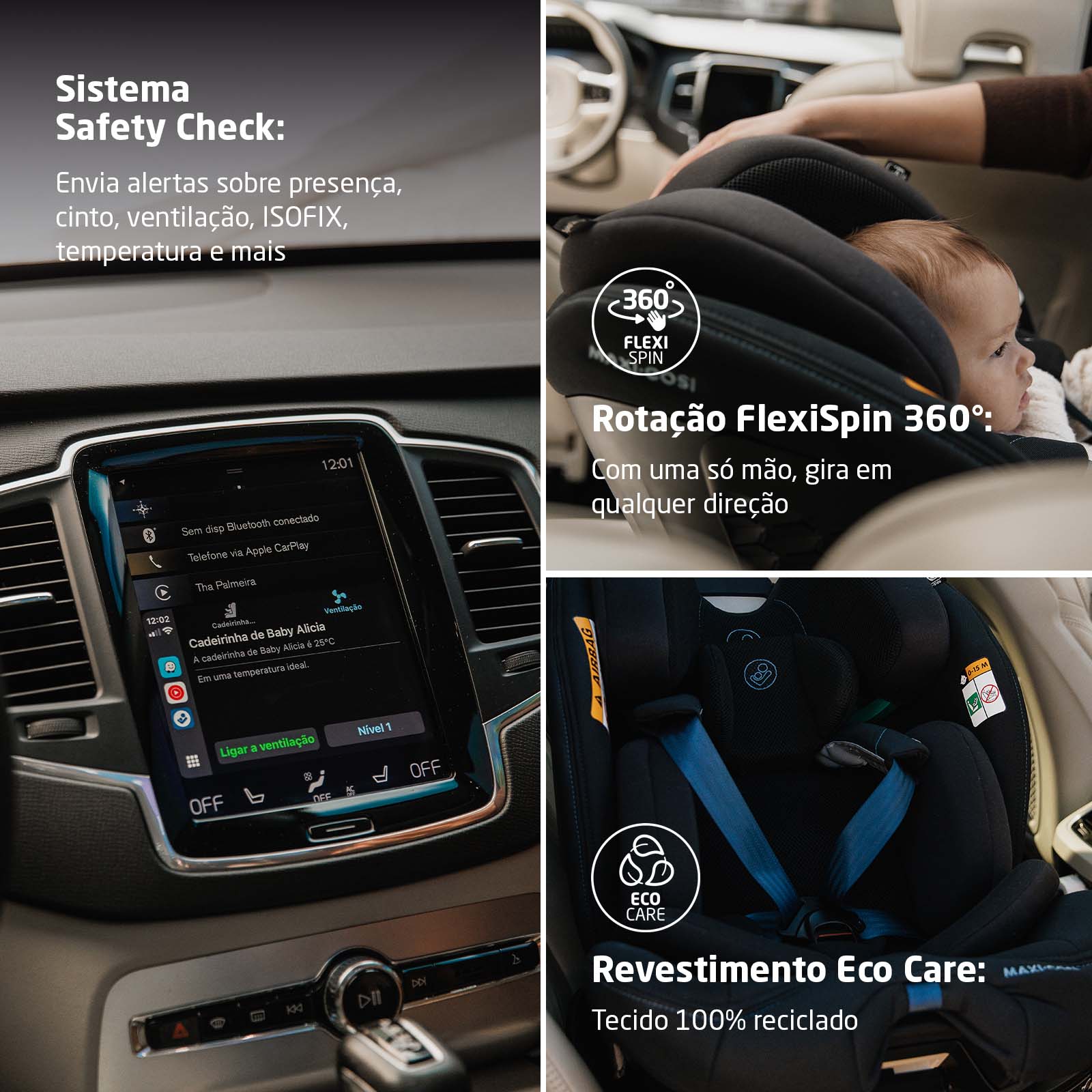 Cadeirinha Spinel 360 Smart -  Authentic Black Tech - IMP02669